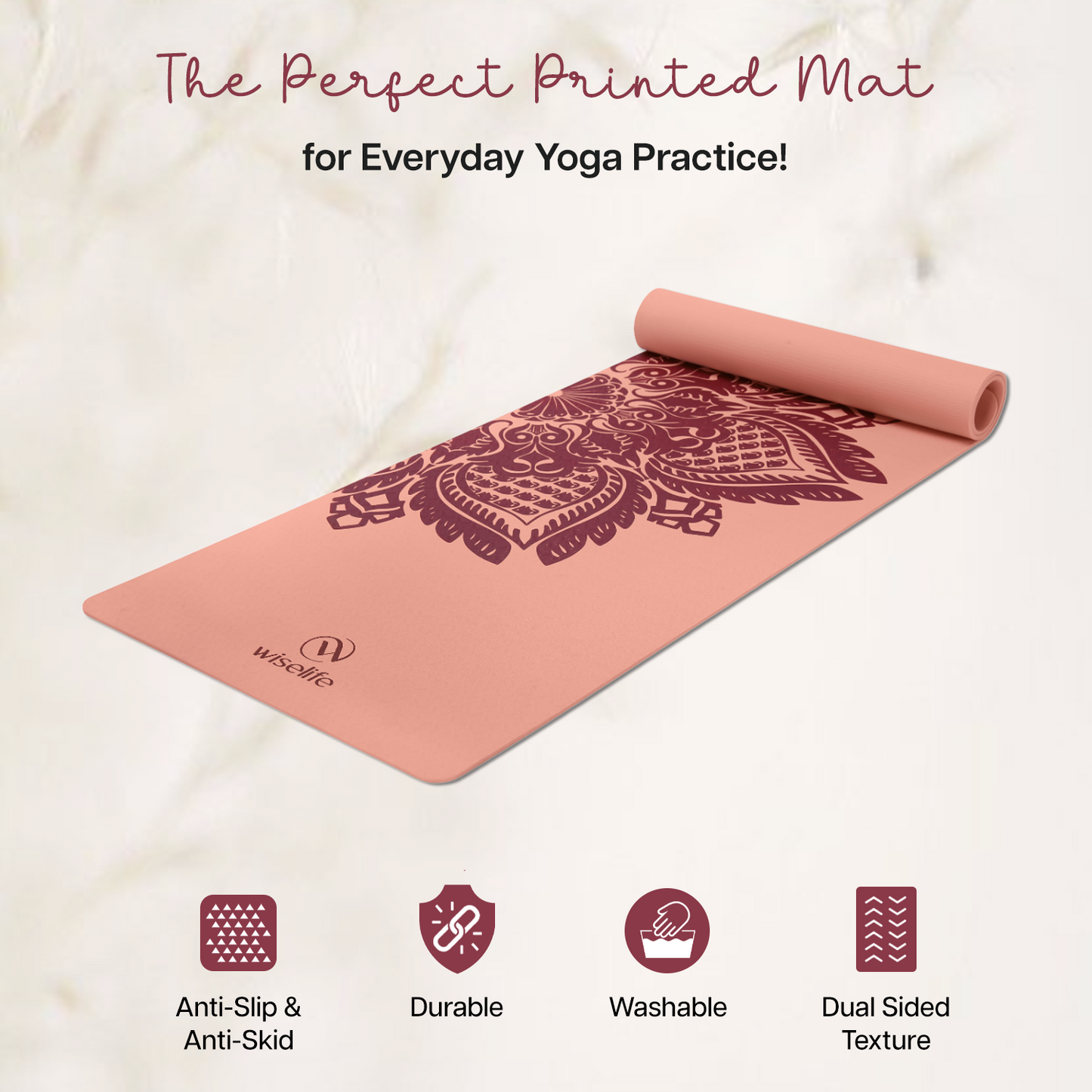 Printed Yoga Mat 6 mm- Botanical Mandala
