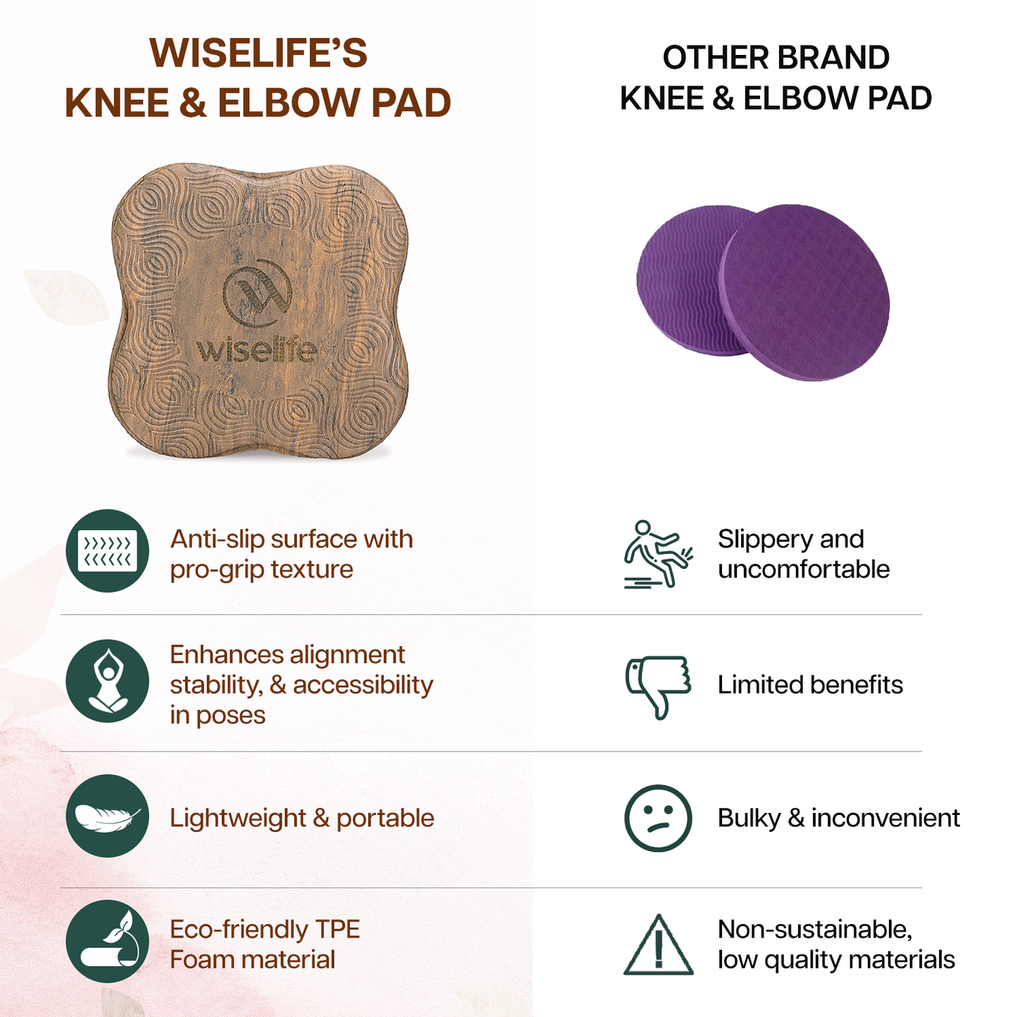 Yoga Knee Pad Pair-Brown Marble