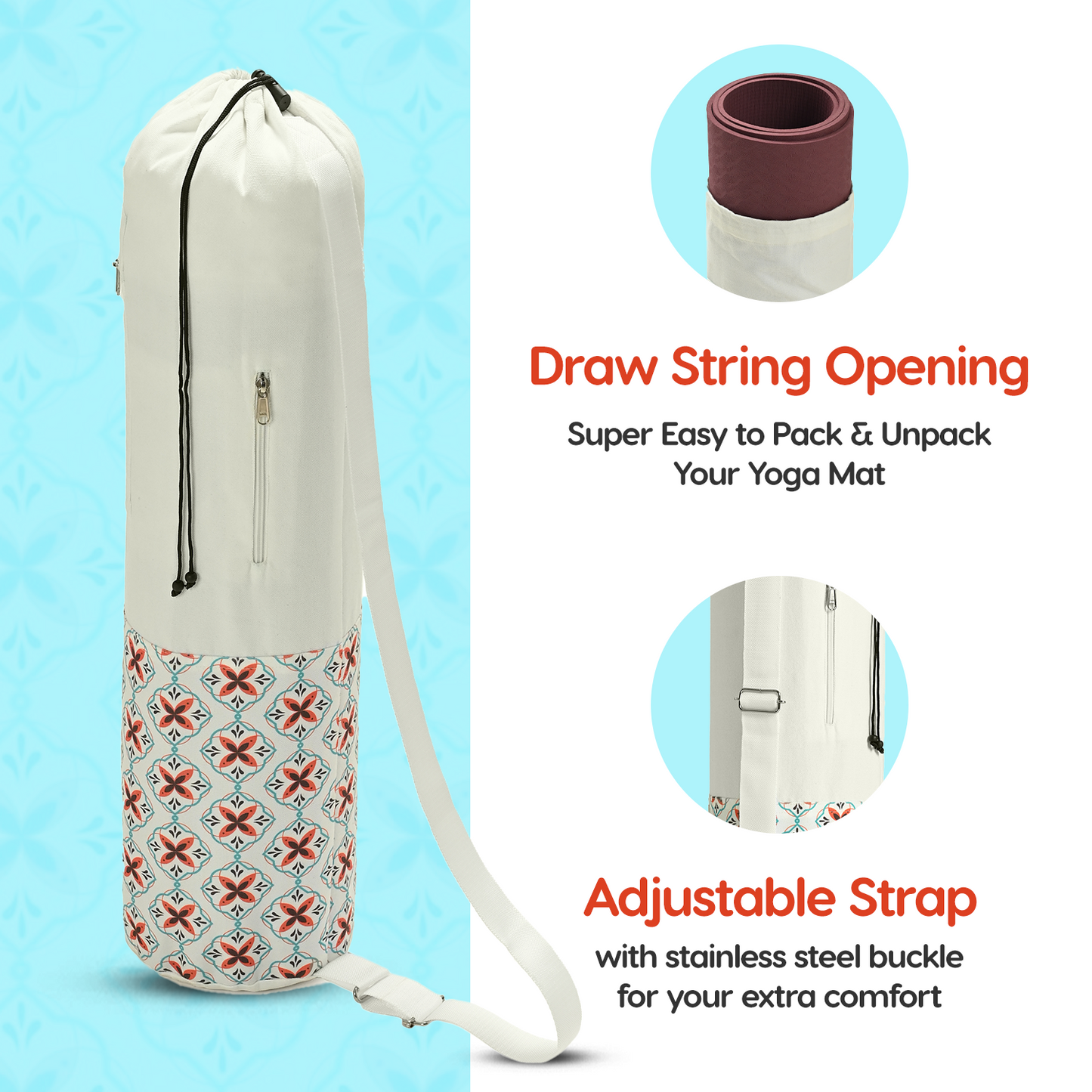 Yoga Mat Bag- Floral White