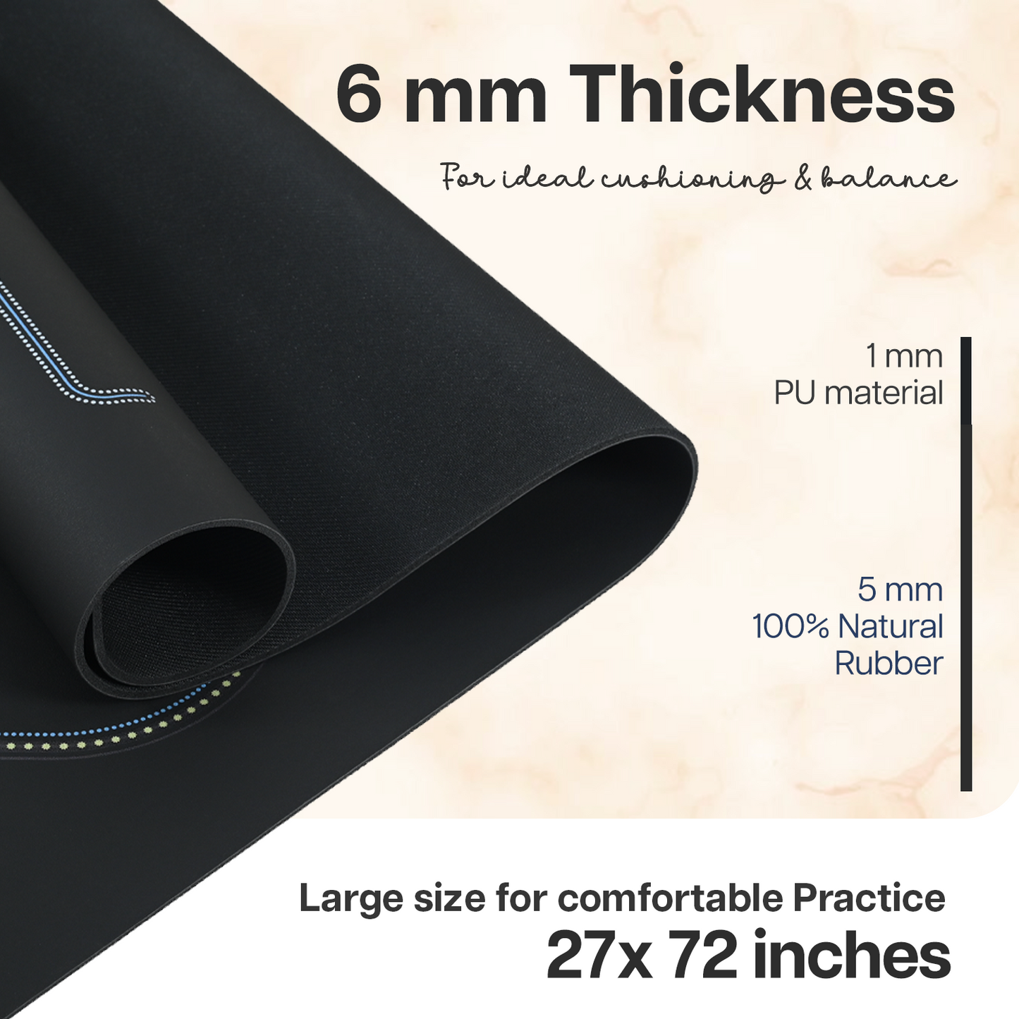 PU Printed Mat 6 mm- Frosted Black
