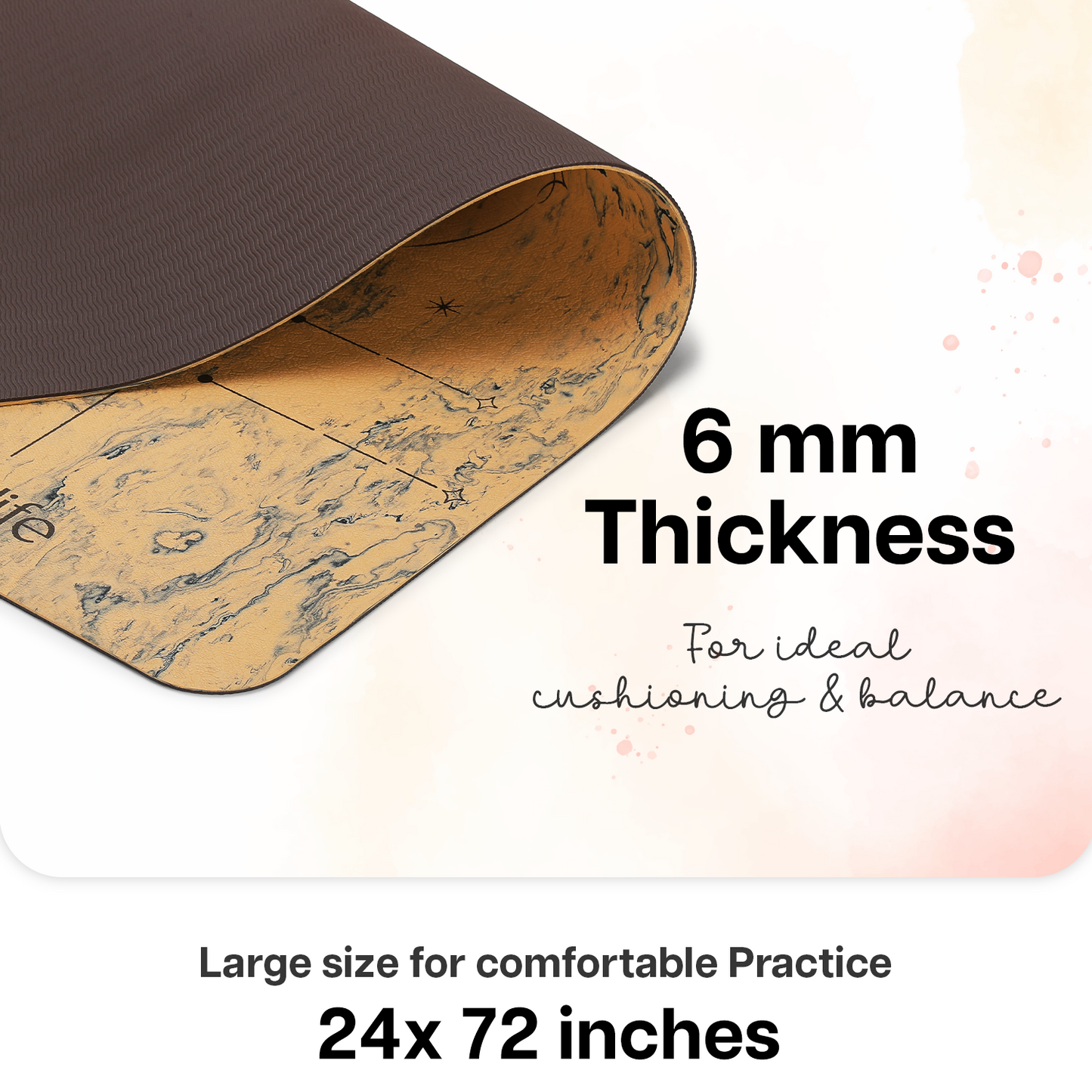 Dual Layer Alignment Yoga Mat 6 mm -Wooden