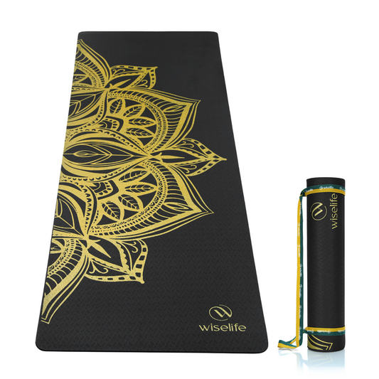 Printed Yoga Mat 6 mm- Black Mandala