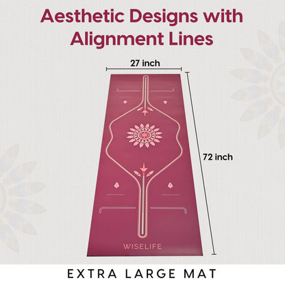 PU & Natural Rubber Alignment Yoga Mat- Wine