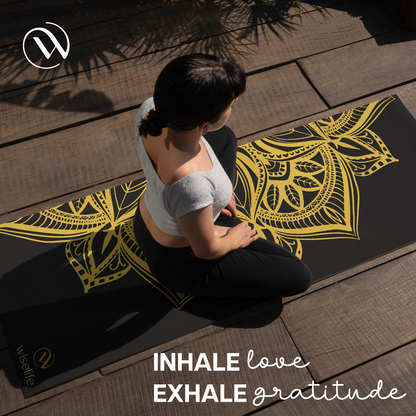 Printed Yoga Mat 6 mm- Black Mandala