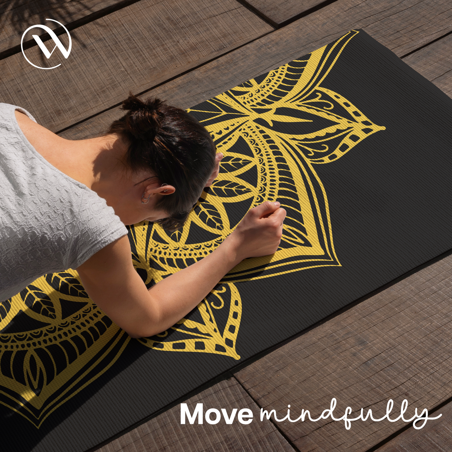 Printed Yoga Mat 6 mm- Black Mandala