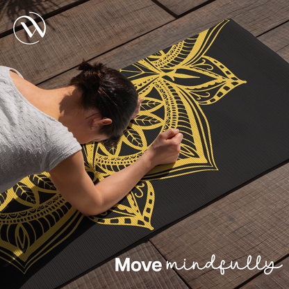 Printed Yoga Mat 6 mm- Black Mandala