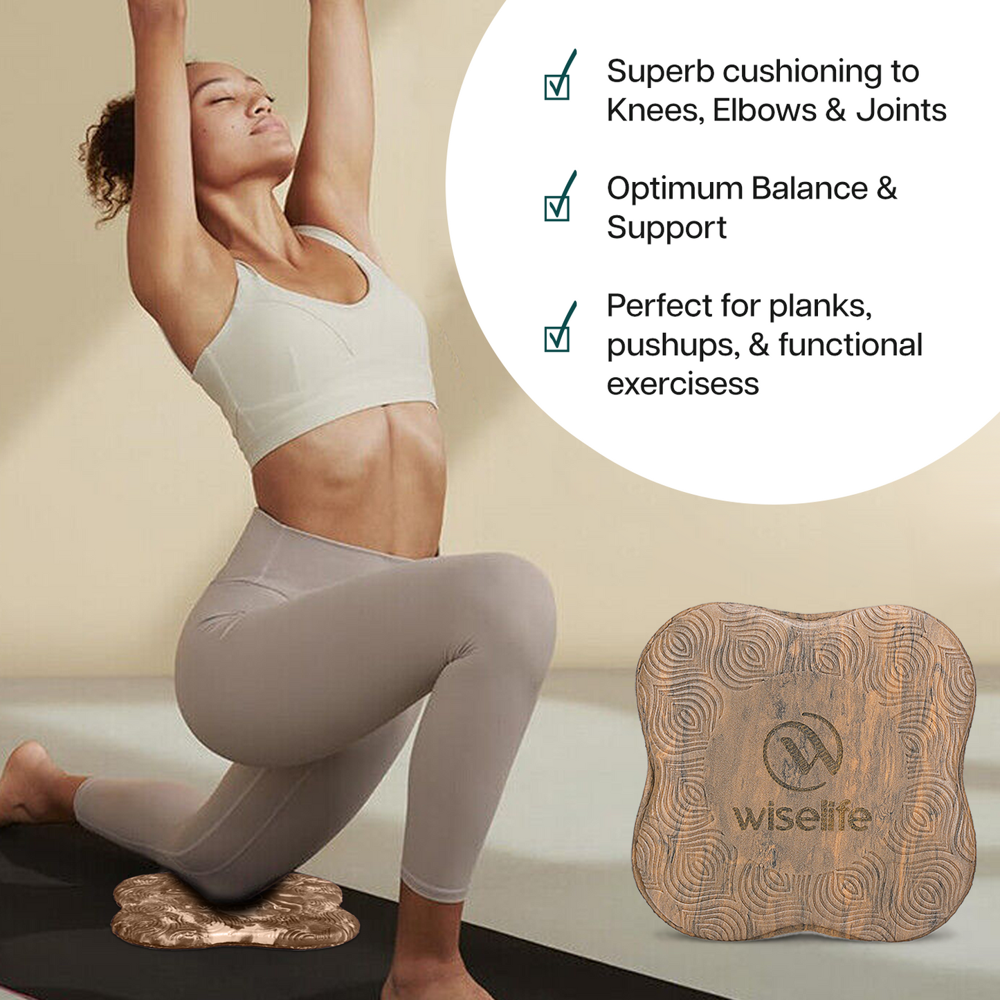 Yoga Knee Pad Pair-Brown Marble