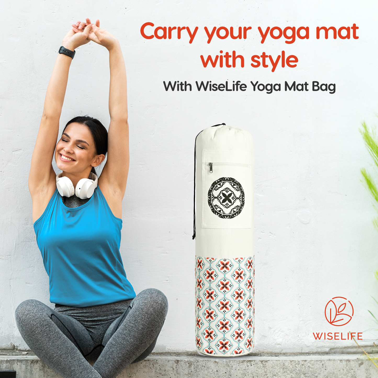 Yoga Mat Bag- Floral White