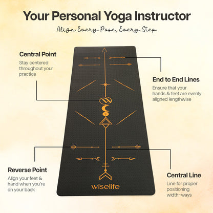 BOHO Alignment Yoga Mat- 8 mm thickness-Black