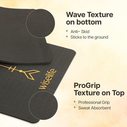 BOHO Alignment Yoga Mat- 8 mm thickness-Black