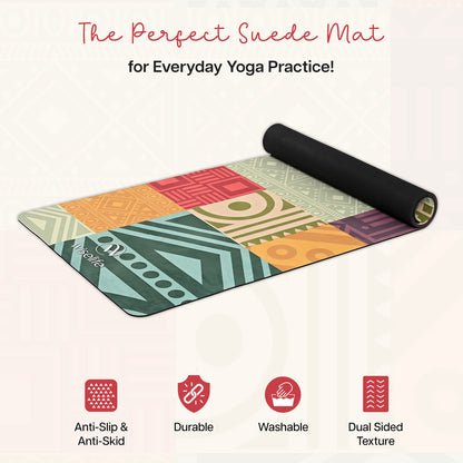 MIcrofibre suede and Natural Rubber Yoga Mat 6 mm- Bohemain