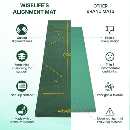 True Alignment Yoga Mat 6 mm-Green