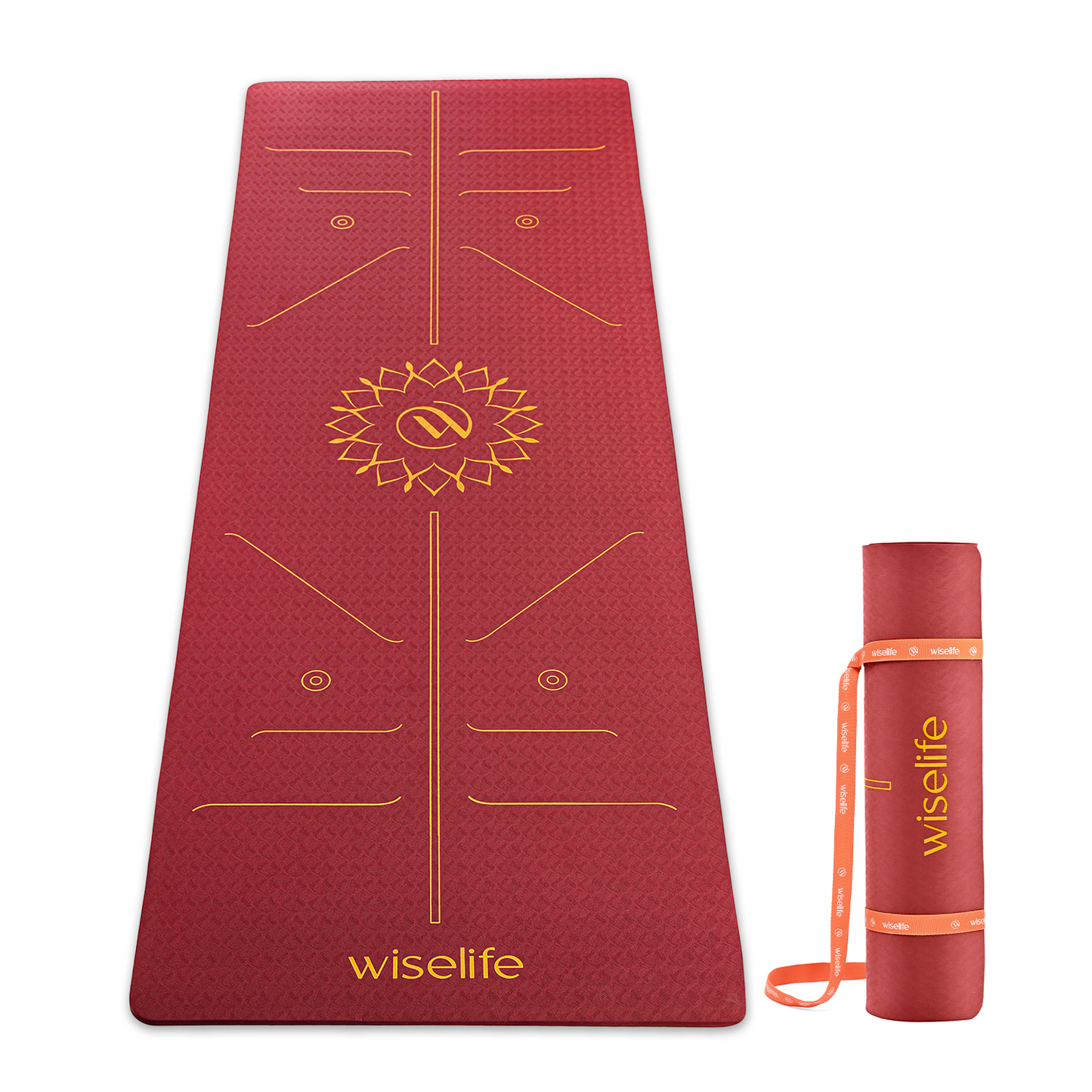 Lotus Alignment Yoga Mat-10 mm thickness-Maroon