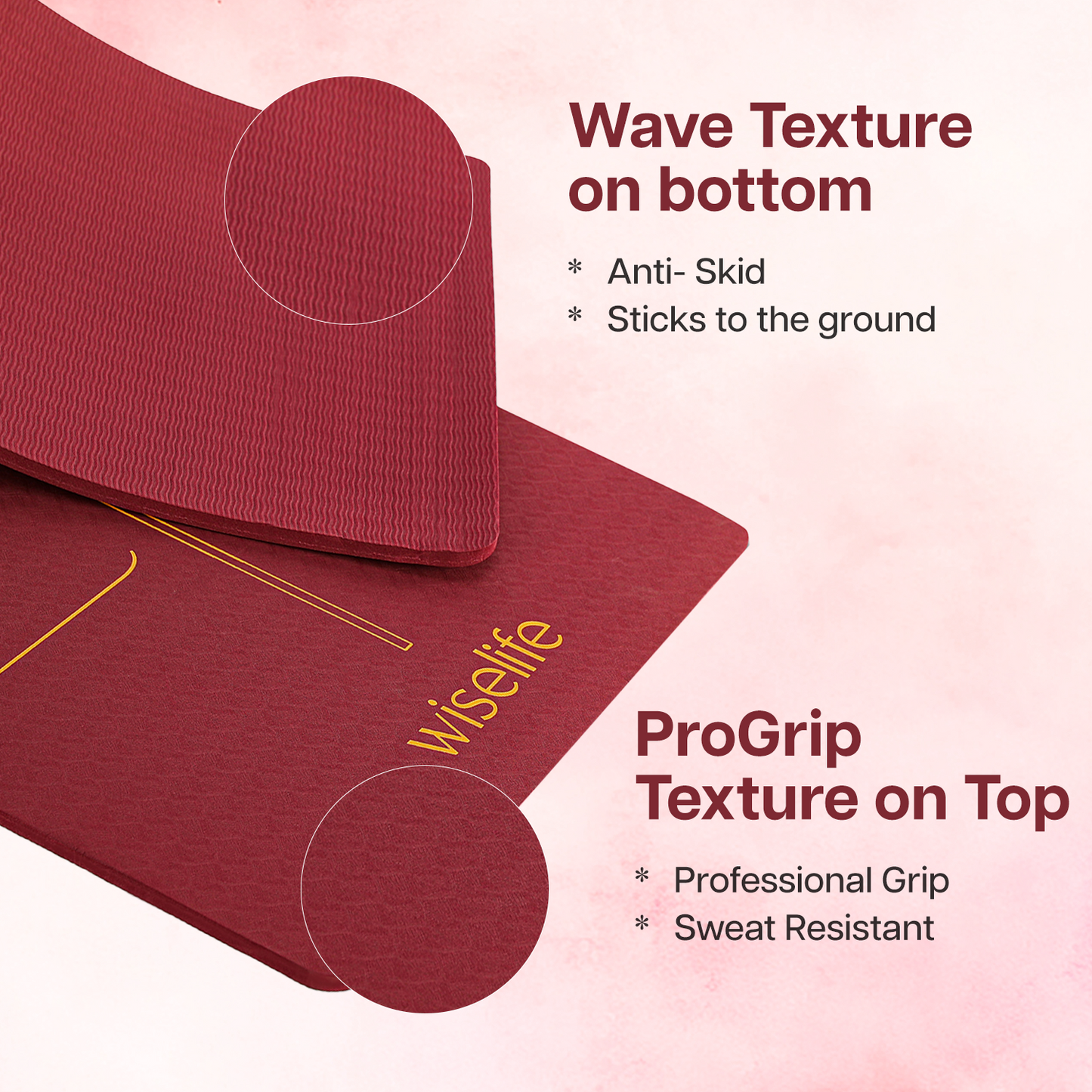 Lotus Alignment Yoga Mat-10 mm thickness-Maroon