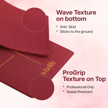 Lotus Alignment Yoga Mat-10 mm thickness-Maroon