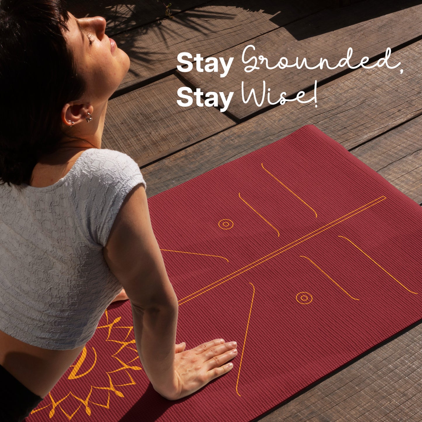 Lotus Alignment Yoga Mat-10 mm thickness-Maroon