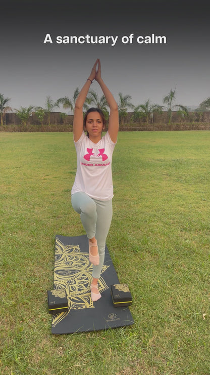 Printed Yoga Mat 6 mm- Black Mandala