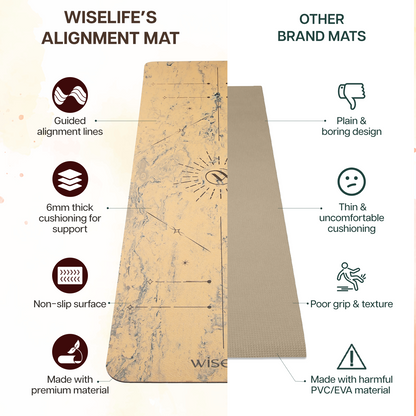 Dual Layer Alignment Yoga Mat 6 mm -Wooden